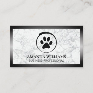 Carte De Visite Chien Paw   Marbre   Bordure