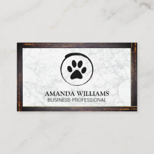 Carte De Visite Chien Paw   Marbre   Bordure du bois