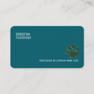 Carte De Visite Chien Paw simple bleu foncé-turquoise