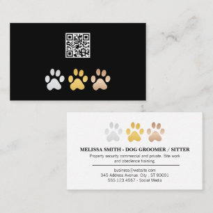 Carte De Visite Chien Paws (Argent, or, bronze)   Code QR