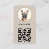 Carte De Visite Chien Pet Élégant Photo Gold Social Media Code QR (Dos)