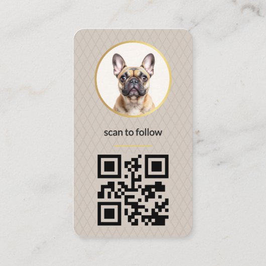 Carte De Visite Chien Pet Élégant Photo Gold Social Media Code QR (Dos)