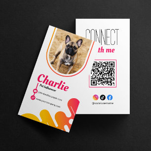 Carte De Visite Chien Pet Influencer Photo Médias sociaux QR Code
