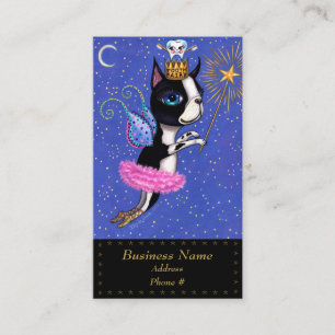 Carte De Visite Chien poilu de dents Boston Terrier Pink Tutu Crow