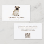Carte De Visite Chien Pug Simple Assis (Devant / Derrière)