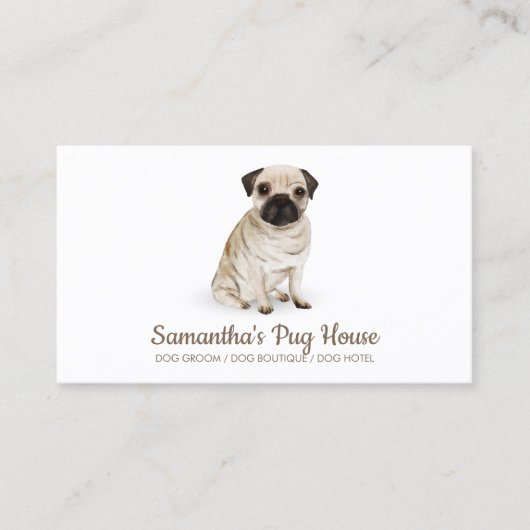 Carte De Visite Chien Pug Simple Assis (Devant)