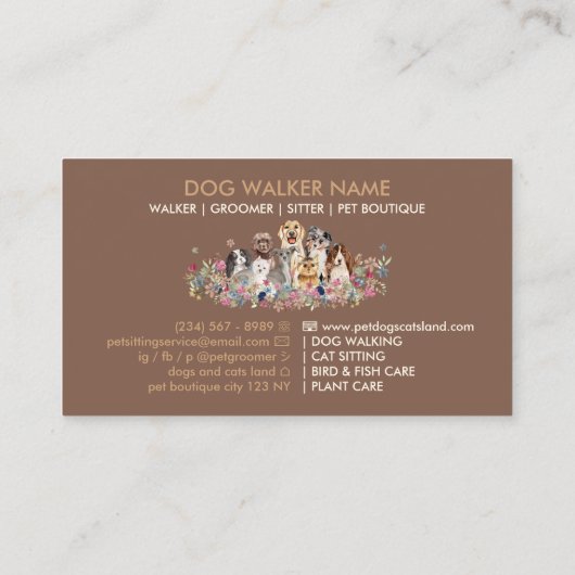 Carte De Visite Chien race multiple animal assis (Dos)