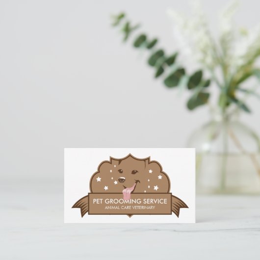 Carte De Visite Chien rétro moderne Brown (Debout devant)