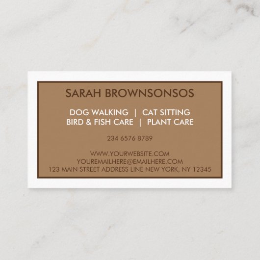 Carte De Visite Chien rétro moderne Brown (Dos)