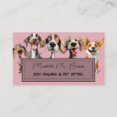 Carte De Visite Chien rose roux Walker Sitter QR Code moderne (Devant)
