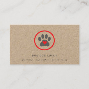 Carte De Visite Chien rustique toilettage empreinte de patte étiqu