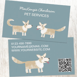 Carte De Visite Chien Services pour animaux de compagnie QR Code C