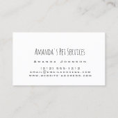 Carte De Visite Chien Sitter Chat Sitter Services pour animaux de  (Dos)