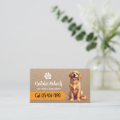 Carte De Visite Chien Sitter Marcher Joyeux Golden Retriever (Debout devant)