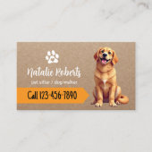 Carte De Visite Chien Sitter Marcher Joyeux Golden Retriever (Devant)