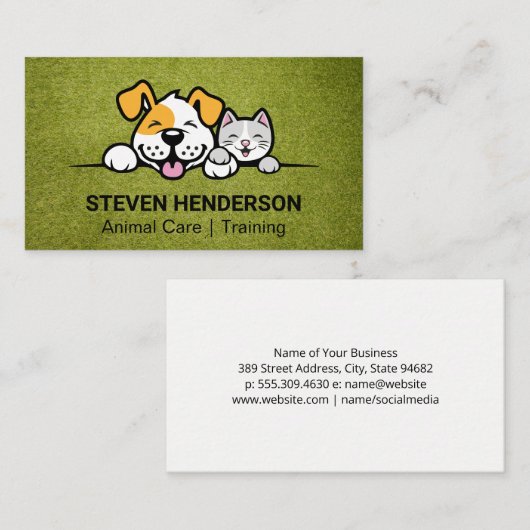Carte De Visite Chien Sitter | Services animaux | Turf Astro (Devant / Derrière)