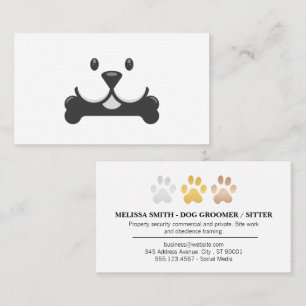 Carte De Visite Chien tenant l'os   Services animaux