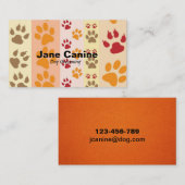 Carte De Visite Chien toilettant l'empreinte de patte moderne (Devant / Derrière)