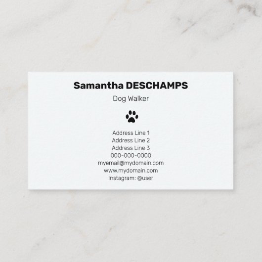 Carte De Visite Chien Walker (Dos)