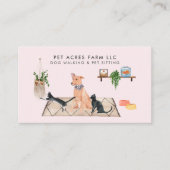 Carte De Visite Chien Walker Animal de compagnie assis aquarelle (Devant)