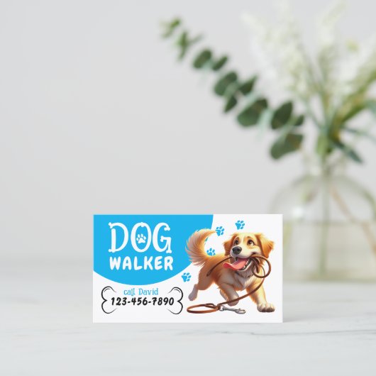 Carte De Visite Chien Walker Animal de compagnie assis Happy Chien (Debout devant)