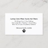 Carte De Visite Chien Walker Animal de compagnie assis votre anima (Dos)