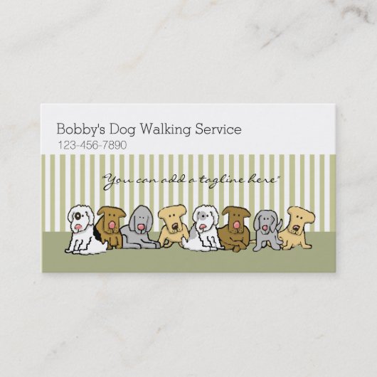 Carte De Visite Chien Walker Animal de compagnie personnalisable (Devant)