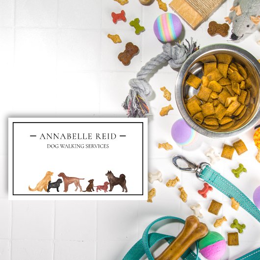 Carte De Visite Chien Walker Aquarelle Silhouette Professionnelle