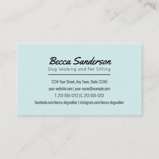 Carte De Visite Chien Walker, Groomer, Animateur, Aspirateur, Chie (Dos)