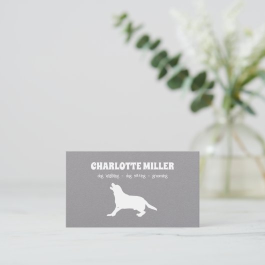 Carte De Visite Chien Walker Grooming Chien Sitter Soin Chien (Debout devant)