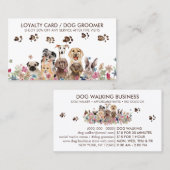 Carte De Visite Chien Walker Grooming Petsitter Cute Loyauté (Devant / Derrière)