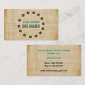 Carte De Visite Chien Walker Marcher Animaux de compagnie assis Se (Devant / Derrière)