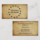 Carte De Visite Chien Walker Marcher Animaux de compagnie assis Se (Devant / Derrière)