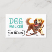 Carte De Visite Chien Walker mignonne Happy Chien Animal Sitter (Devant)