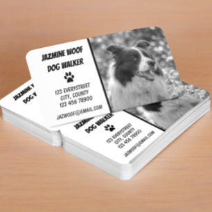 Carte De Visite Chien Walker noir blanc Photo Pet Sitter