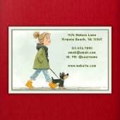 Carte De Visite Chien Walker | Sentier pour animaux | Fille Marche