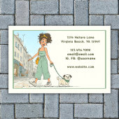 Carte De Visite Chien Walker | Sentier pour animaux | Fille Marche