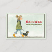 Carte De Visite Chien Walker | Sentier pour animaux | Fille Marche (Devant)