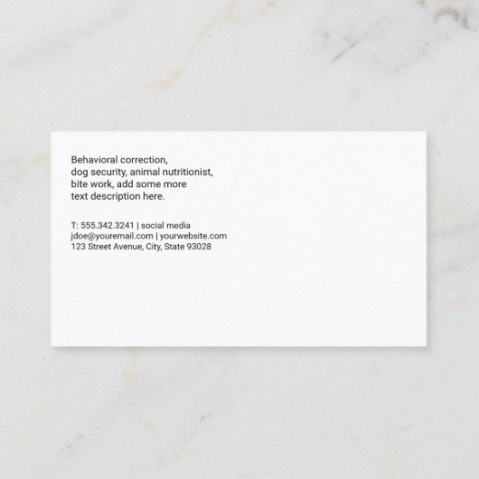 Carte De Visite Chien Walker | Services animaux (Dos)
