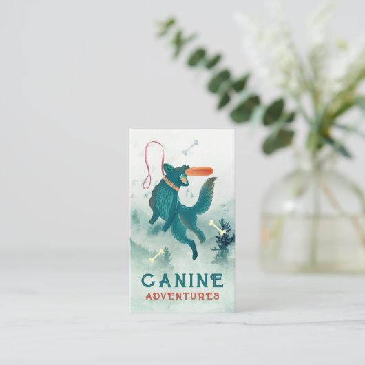 Carte De Visite Chien Walker Sitter Jumping Chien Frisbee (Debout devant)
