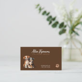 Carte De Visite Chiens assis Brown et blanc (Debout devant)