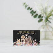 Carte De Visite Chiens aux fleurs aquarelles (Debout devant)