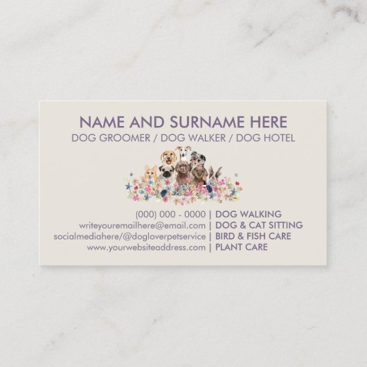 Carte De Visite Chiens bicolores double face (Dos)