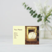 Carte De Visite CHIENS BLANCS À LA FENÊTRE DE FERME, Monogramme Ja (Debout devant)