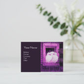 Carte De Visite CHIENS BLANCS À LA FENÊTRE Monogramme violet (Debout devant)