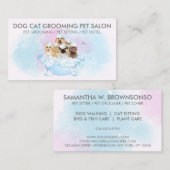 Carte De Visite Chiens bleus roses chats spa Groomer pour animaux (Devant / Derrière)