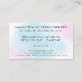 Carte De Visite Chiens bleus roses chats spa Groomer pour animaux (Dos)