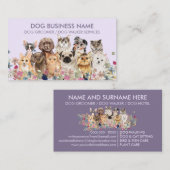 Carte De Visite Chiens Chats Lilas Violets (Devant / Derrière)
