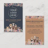 Carte De Visite Chiens Cute Floral Photo (Devant / Derrière)