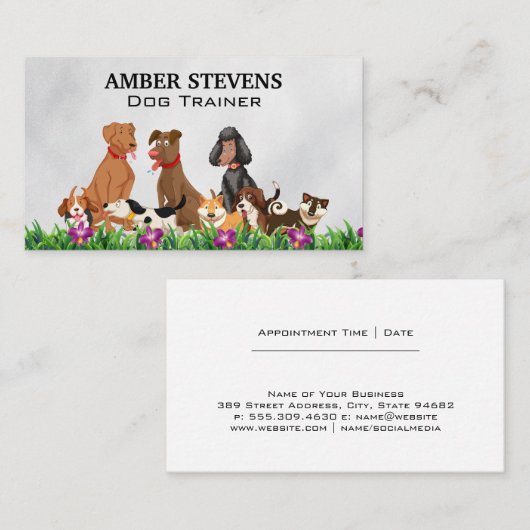 Carte De Visite Chiens dans le jardin (Devant / Derrière)